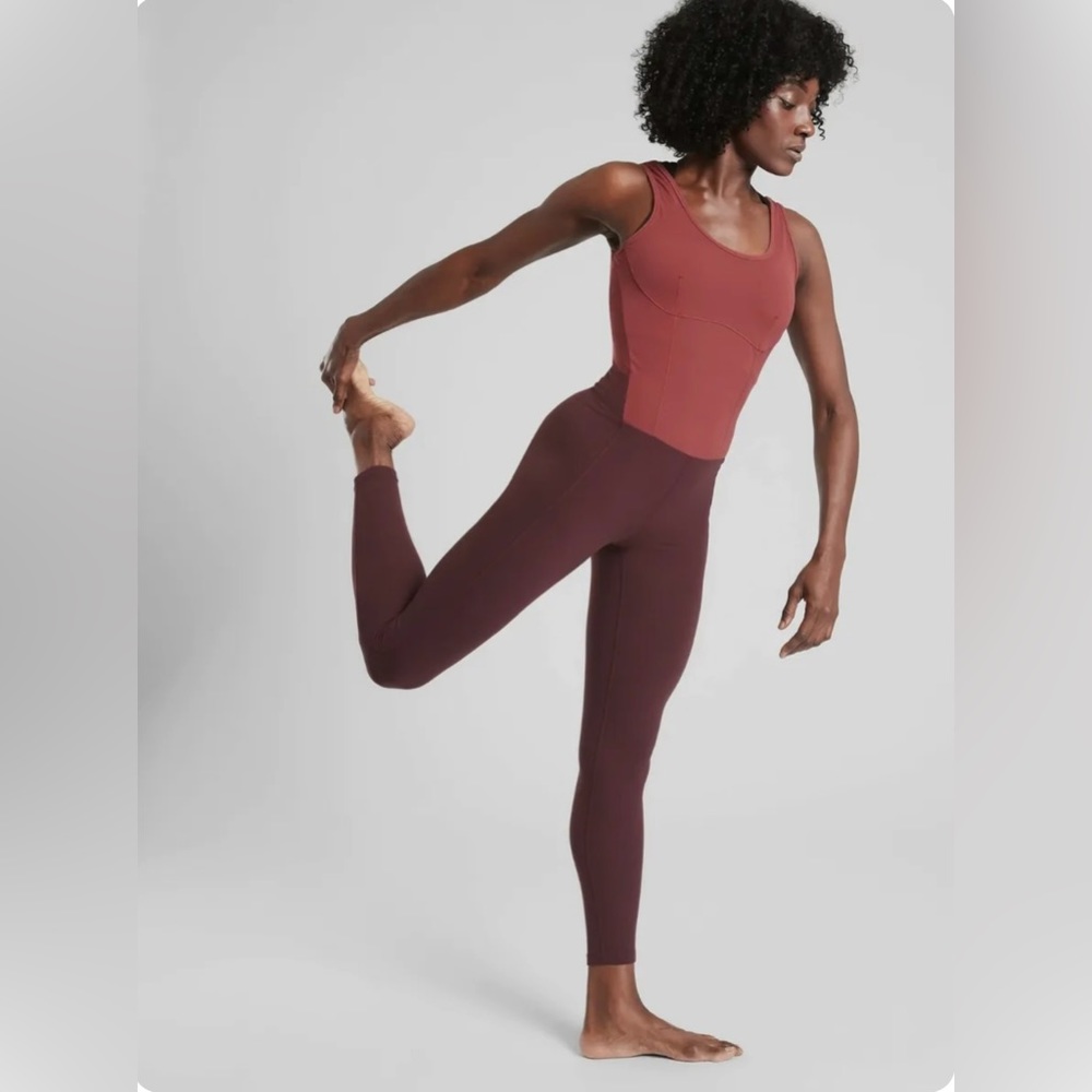 Athleta Burgundy Aspiration Bodysuit Jumpsuit Yoga Medium Tall